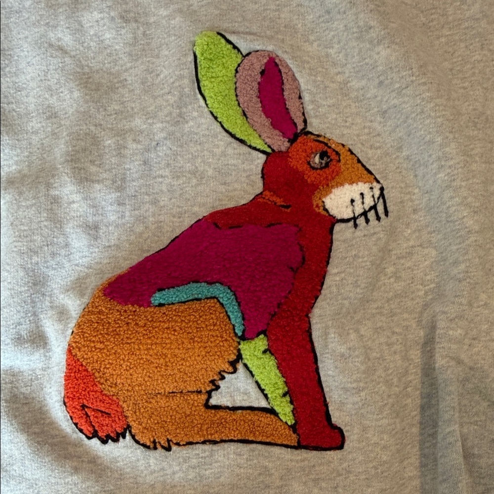 Bonobos Heather Gray Sweatshirt with Multicolor Rabbit - Picture 3 of 5